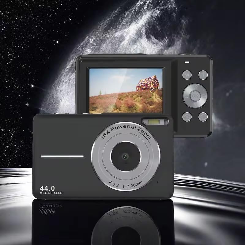 Miniatura 5 de Cámara digital para niños, cámara para niños de 44 MP para niños y niñas con tarjeta de 32 GB, zoom de 16X, luz de relleno, antivibraciones, FHD