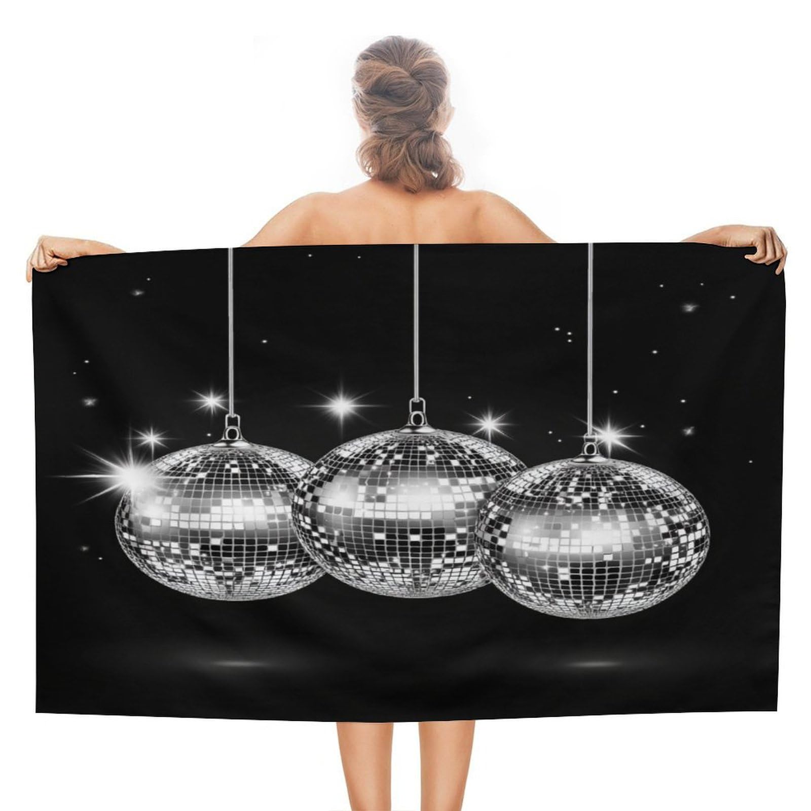 HDESDIS Silver Ball Pattern Beach Bath Towels Quick Dry Sand Free Fashion Disco Scenery Towel Sport Camping Holiday Gym Spa Travel Swimming, 51x31