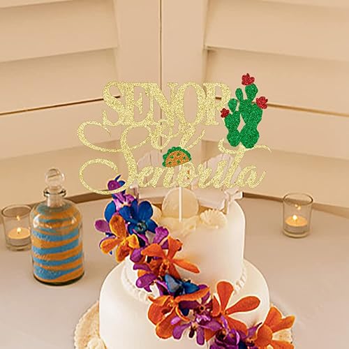 Miniatura 3 de Senor o Senorita - Decoración para tartas mexicanas, fiesta de baby shower, fiesta de cinco de mayo, con lazo de cactus, sombrero de maracas, tema