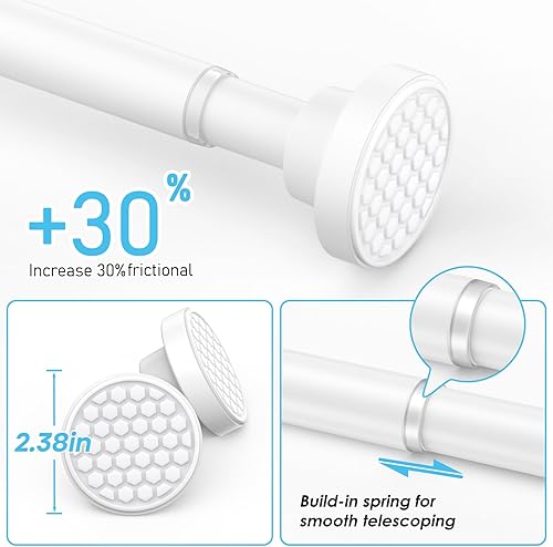 Miniatura 4 de SISELBA Barra de cortina de tensión, de 28 a 48 pulgadas, sin taladro, barra de tensión de resorte ajustable para ventanas o ducha