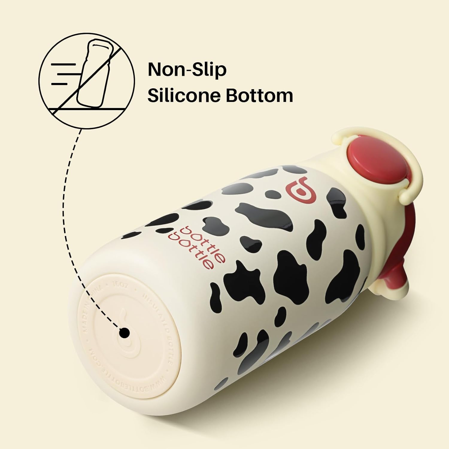 BOTTLE BOTTLE Kids Insulated Water Bottle with Straw Lid and Handle 16 oz Stainless Steel Vacuum Tumbler Water Bottles for School Outdoor Travel Gifts for Boys and Girls Cow - Image 4