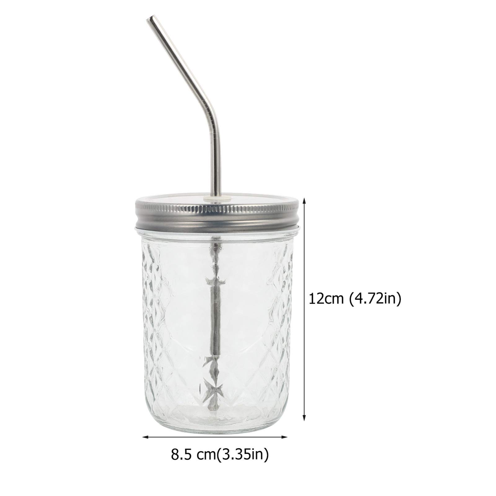 Cabilock Barattolo con Cannuccia 500ml in Vetro e Acciaio Inossidabile, Design a Losanga Confortevole e Antiscivolo, per Tè e Bevande in Soggiorno o Ufficio