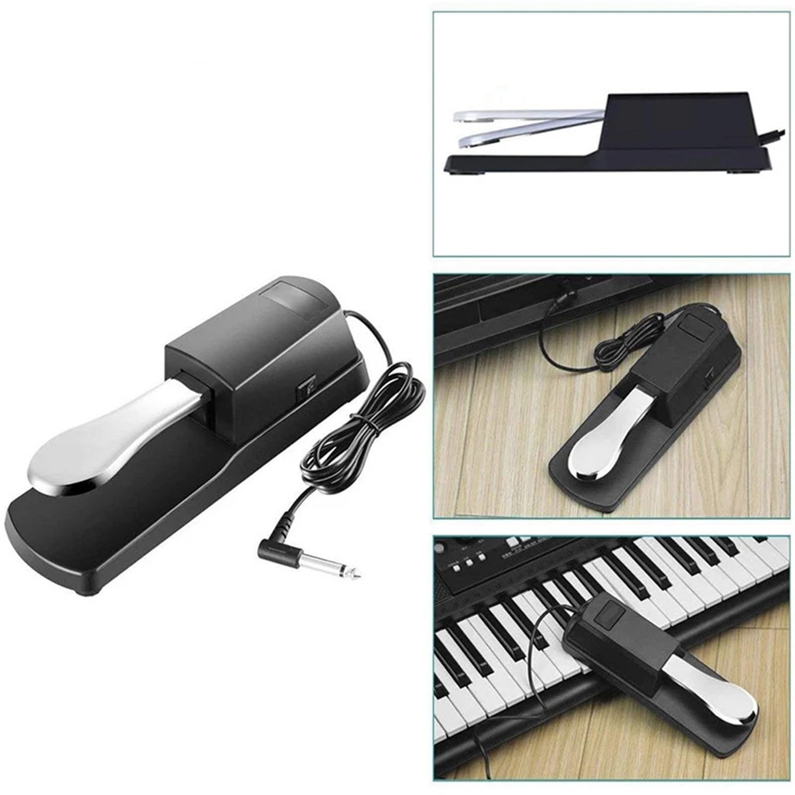 Pedal de sostenido Pedal amortiguador de sostenido for teclado piano digital negro | Con interruptor de polaridad universal for órgano de piano eléctrico(6.5MM White box)