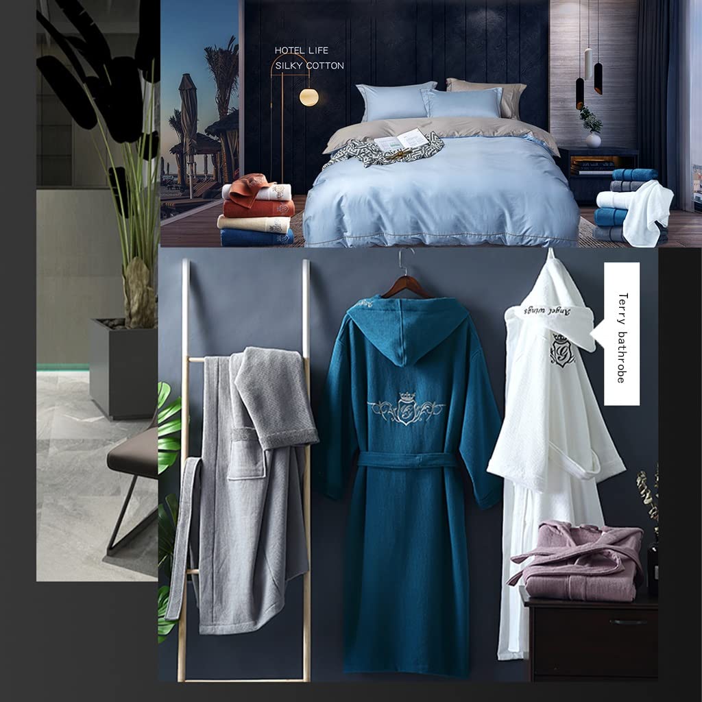 Accappatoio Per Donna Con Cappuccio, Accappatoio Da Uomo E Da Donna In Spugna Con Cappuccio Asciugamano In Cotone Accappatoio Lungo Morbido Bagno Termale Loungewear Per Piscina Vasca Idromassaggio