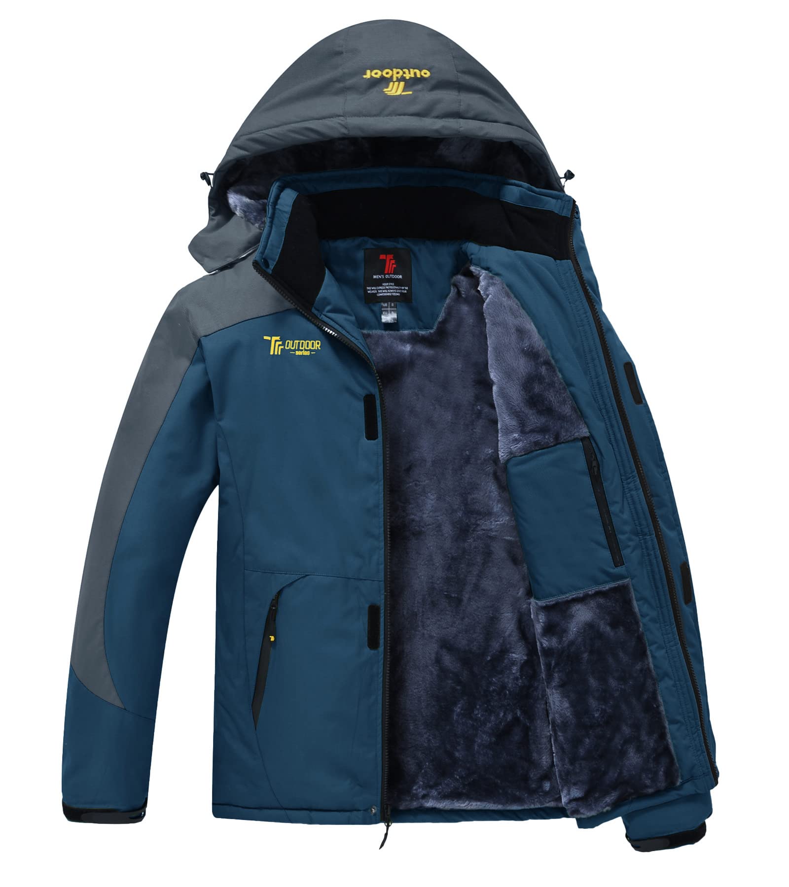 donhobo Jacken Herren Fleece-Futter Winterjacke Wasserdicht Atmungsaktiv Verdickt Warm Winddicht Softshelljacke Outdoor Funktionsjacke mit Abnehmbare Kapuzen
