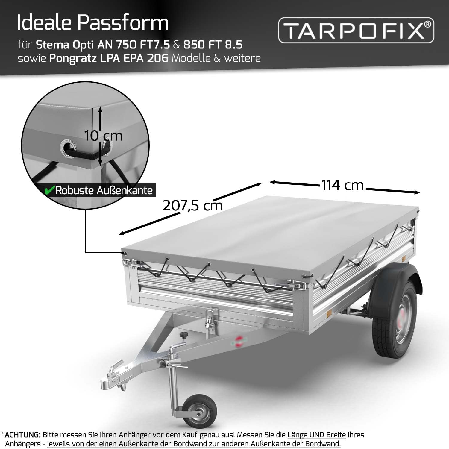 Tarpofix® Plandeka na przyczepę PCW 207 x 114 cm Stema