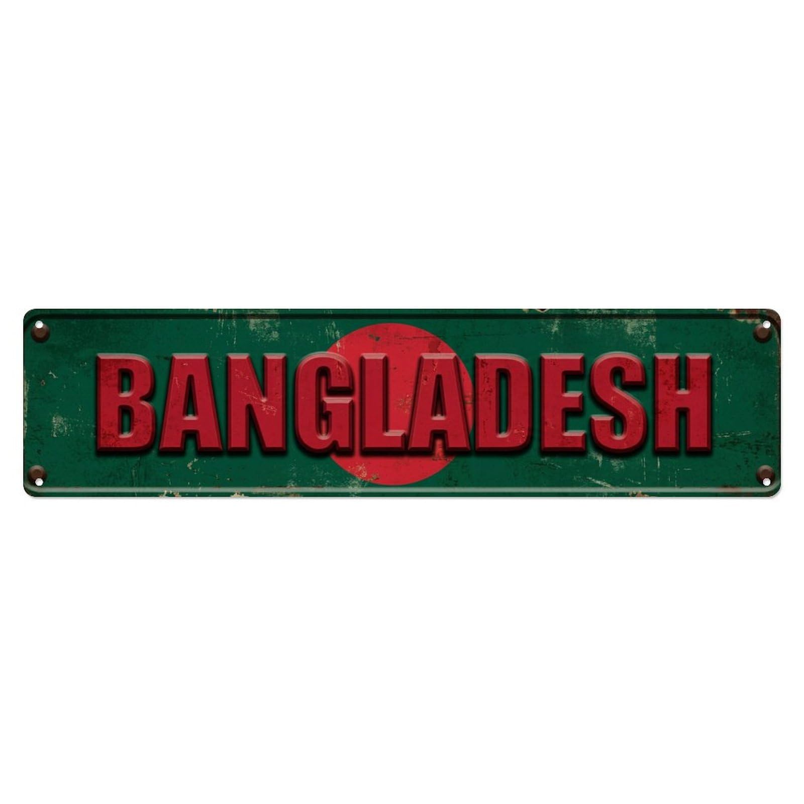 Vintage Bangladesh Flag Pattern Metal Tin Sign