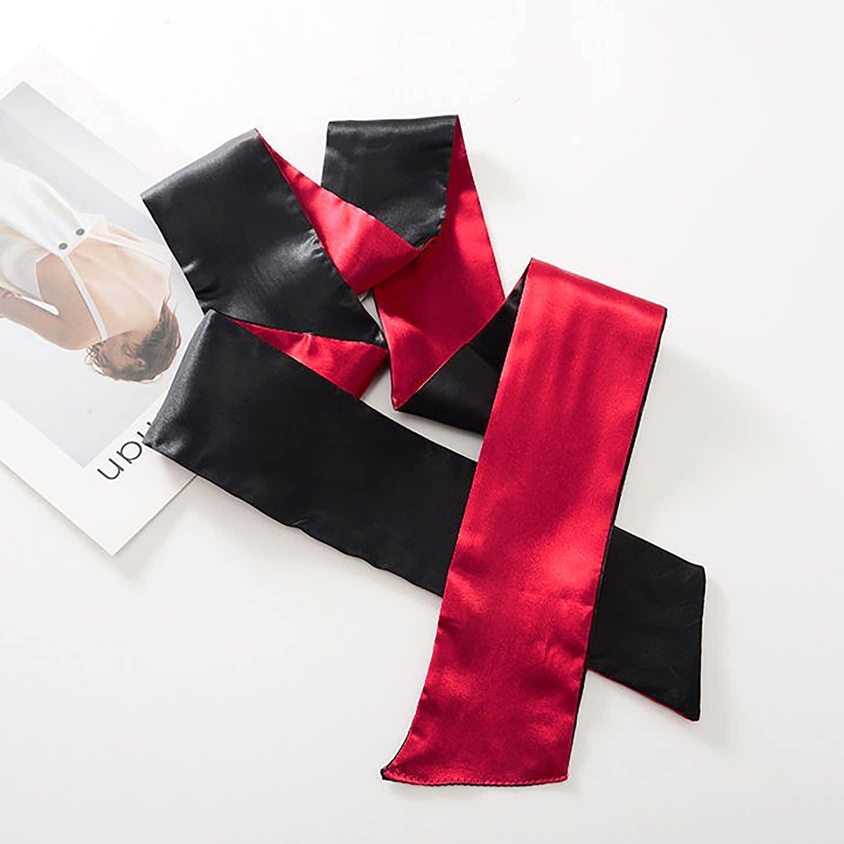 Bende Sexy Erotiche Benda Occhi in Raso Benda Occhi Seta Benda Occhi Nera+Rossa Bende per Letto Sessuale in Raso per Coppie Adulto Maschera per Dormire Games Bende Morbide e Vellutate Sexy