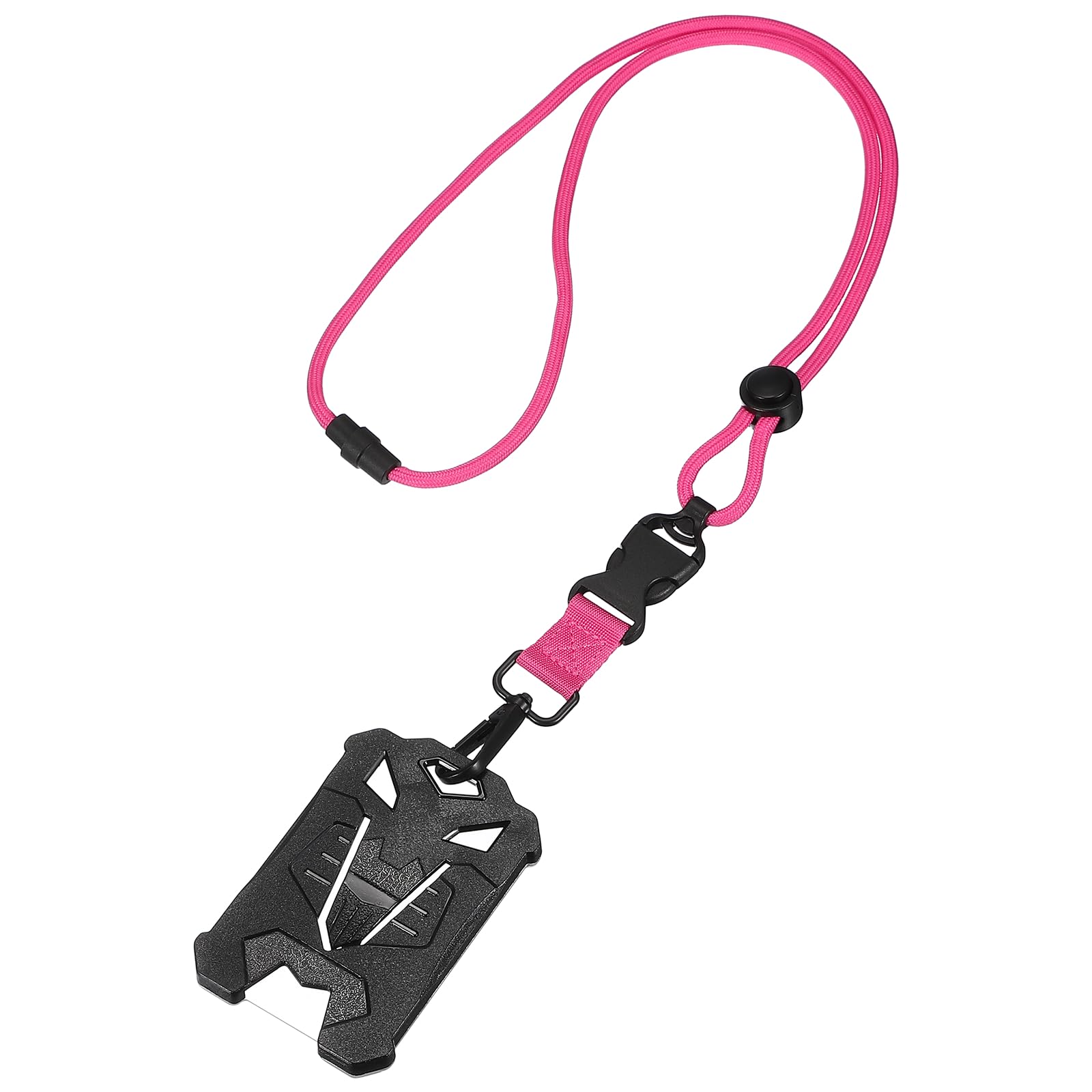 PATIKIL Badge Holder with Heavy Duty Breakaway Lanyard, ID Cards Badge Holder Bill Clip Design with Detachable Buckle Metal Clip for ID Credit Access Cards Office, Black/Rose Red
