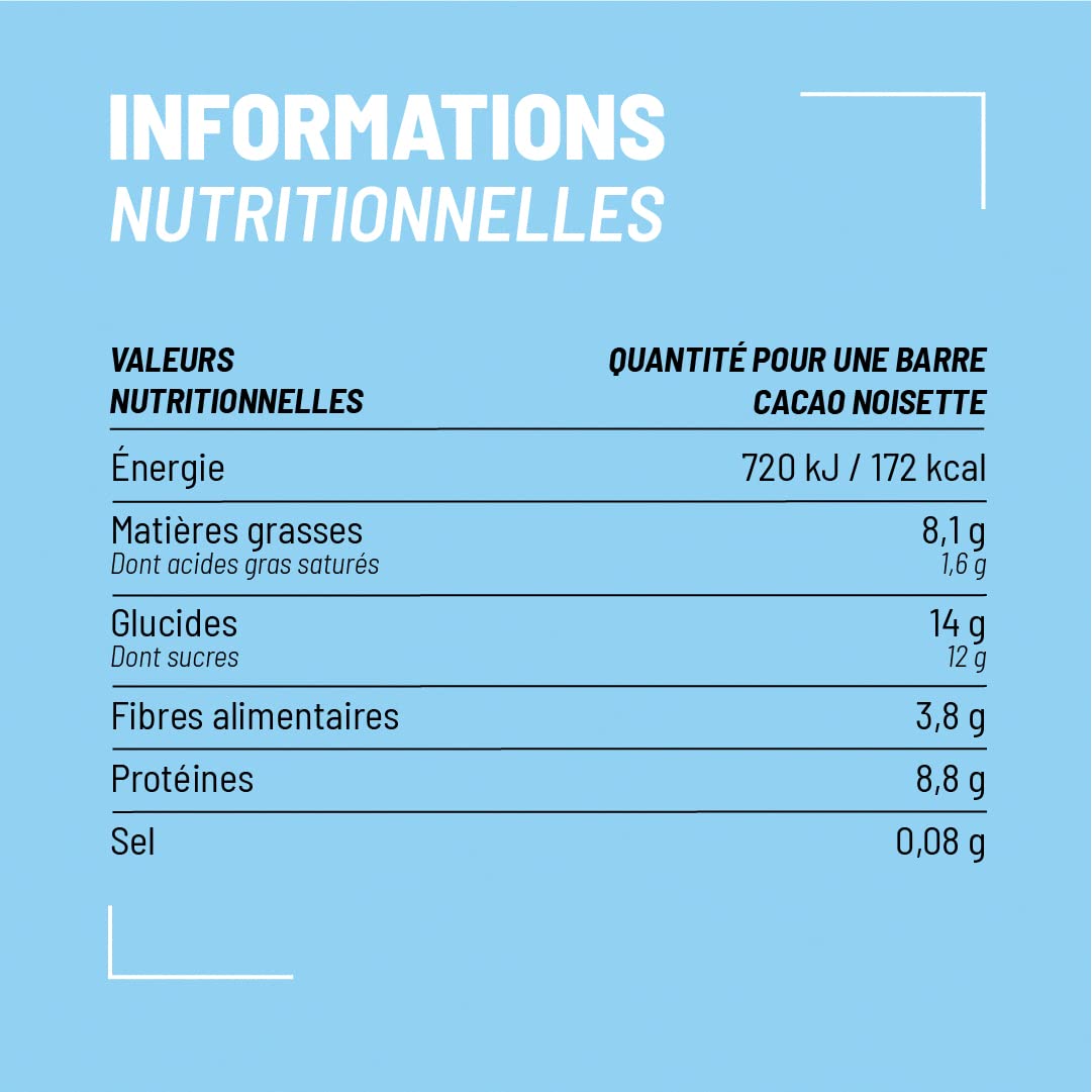 Nutripure | Raw Barre Bio | Barre Protéinée Cacao Noisette | Vegan et Bio | Riche en Dattes, Beurre de Cacao et Fruits Secs | Snack Sain et Gourmand Sans Conservateur | Pack de 20 | Fabriqué en France