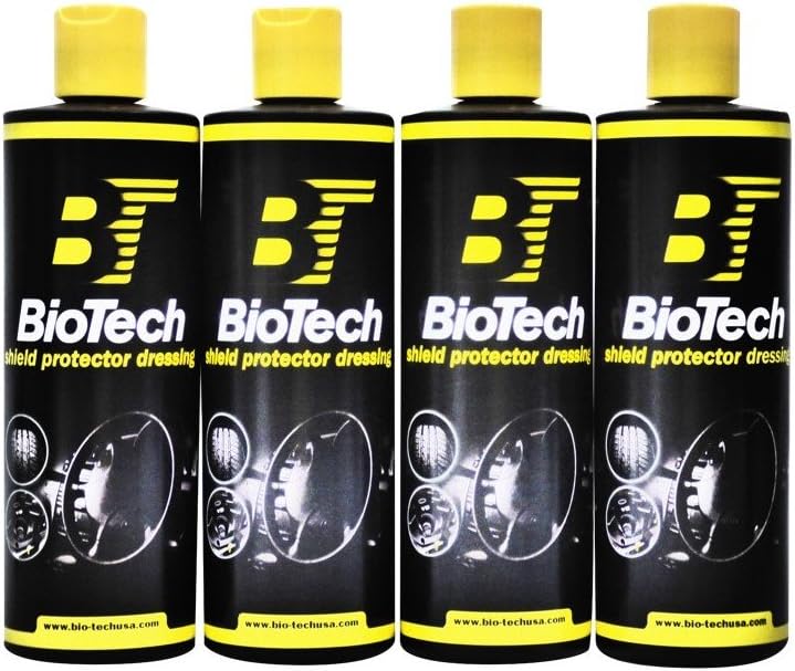 BioTech Shield Protector Dressing, Multipurpose Dressing, Shines and Protects, Water Based Formula, Creamy and Smooth, Leather Conditioner, Restores and Protects Interior and Exterior 16 oz (4)