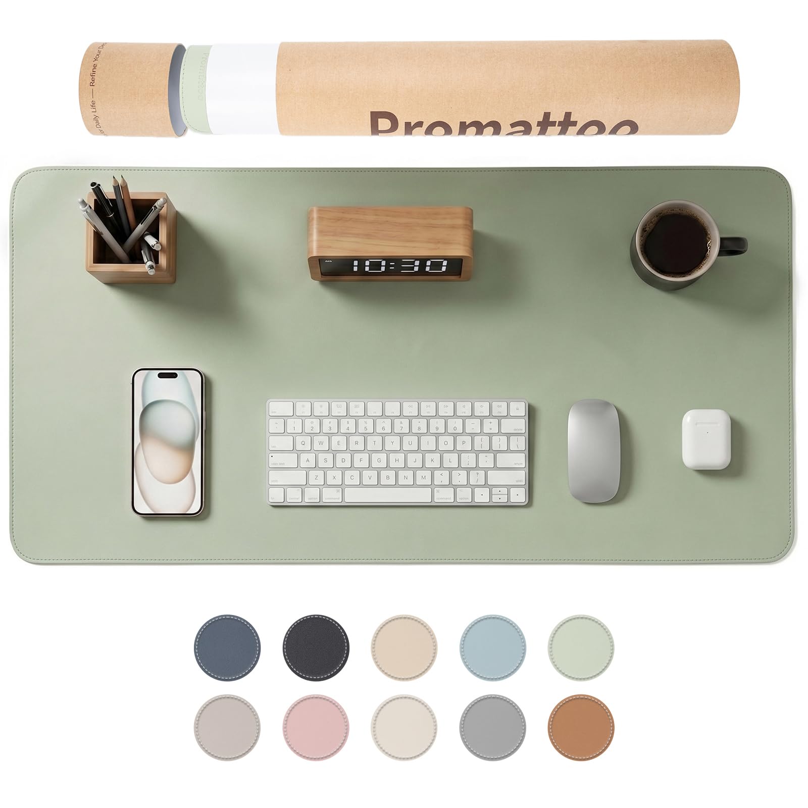PROMATTOO Large Non-Slip Desk Mat, Waterproof Vegan Leather Desk Pad & Mouse Mat, Extended Desk Protector for Laptop, Office & Home, Smooth Writing Surface with Premium Tube Packaging (60 x 35 cm) — image 1
