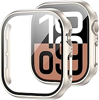 Vista 24 de Paquete de 2 fundas con protector de pantalla de vidrio templado para Apple Watch Series 3/2/1 de 38mm, JZK protector delgado con cobertura