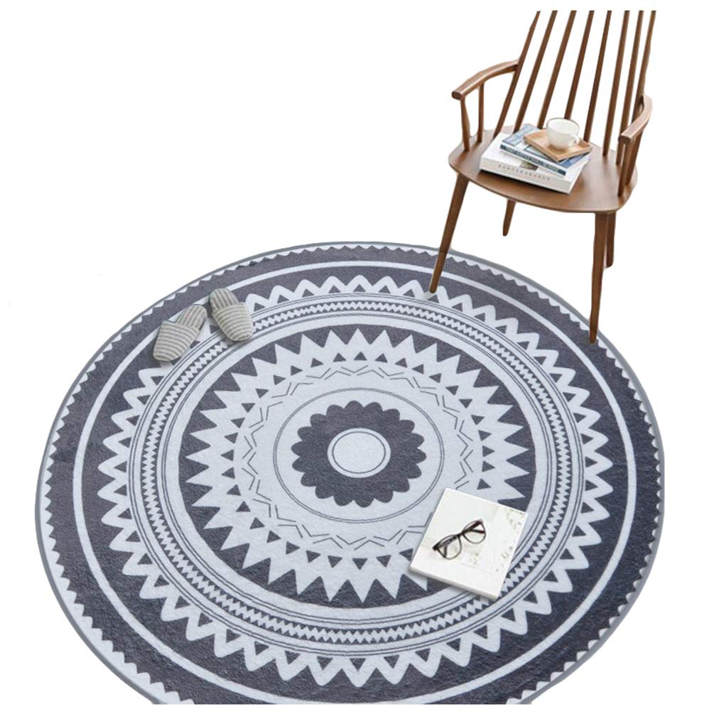 Tapis chambre à coucher gris rond 80 cm doux pour éviter le contact du sol froid