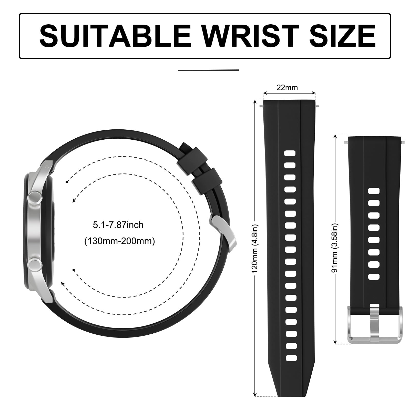 Vancle Correa de Reloj de Repuesto de Silicona, 22mm Correas de Reloj para Hombre y Mujer, con Pulseras de Repuesto de 22mm de Liberación Rápida