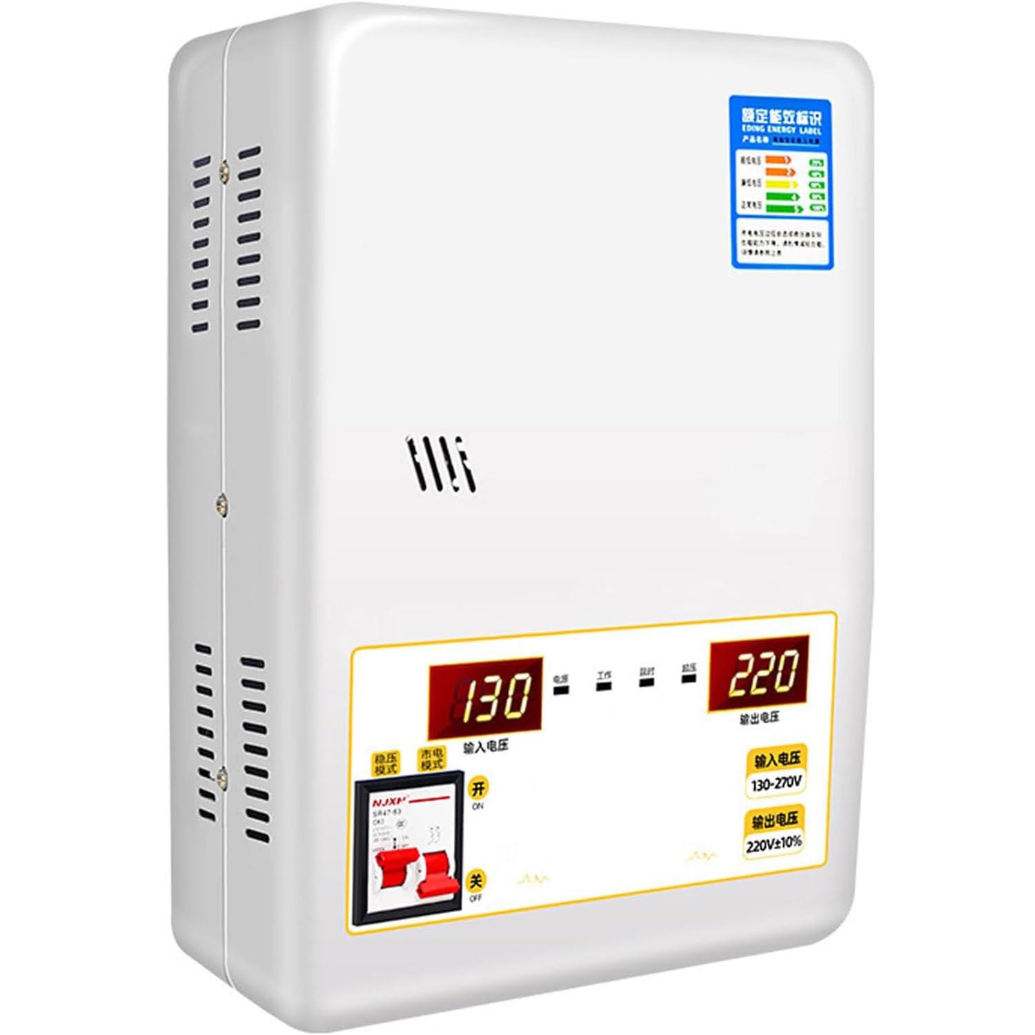 Stabilisateur de Tension Automatique 6800 VA/15 000 VA Régulateur de Tension Variable AC Unique Mural ou posé à Plat 220 V pour stabilisateur d'alimentation Domestique,15000VA