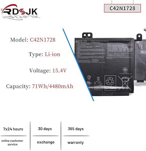 Miniatura 2 de C42N1728 Batería para portátil Asus Zenbook Pro 15 U5500 UX550GE UX550GEX UX550GD UX550GDX UX580G UX580GD UX580GDX UX580GE UX580GEX UX550GDDDX X-1C