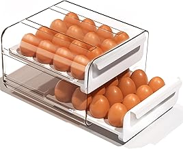 Egg Holder for Refrigerator, Large Capacity Clear Fridge Organizers and Storage, Plastic egg storage container for refrigerator,Stackable fridge organizers and storage clear, 2 Layers