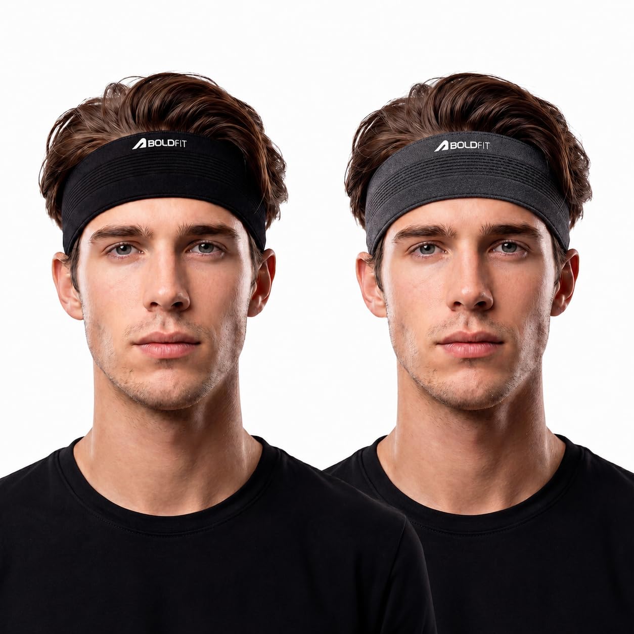 Boldfit Gym Headband for Men and Women - Sports Headband for Workout & Running, Breathable, Non-Slip Sweat Active Head Bands for Long Hair, Black & Grey-picture-26