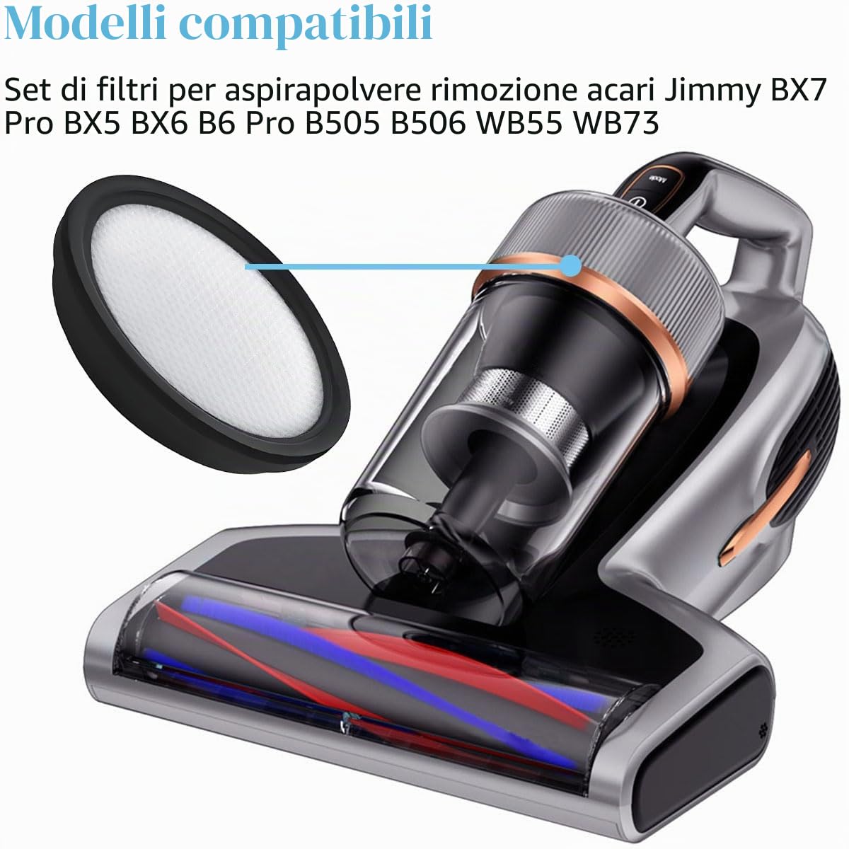 Filtro Parti di ricambio per Jimmy BX7 Pro BX5 BX6 B6 Pro B505 B506 WB55 WB73 Aspirapolvere per materassi Lavabile Riutilizzabile Filtro in schiuma Materiale di consumo Kit accessori
