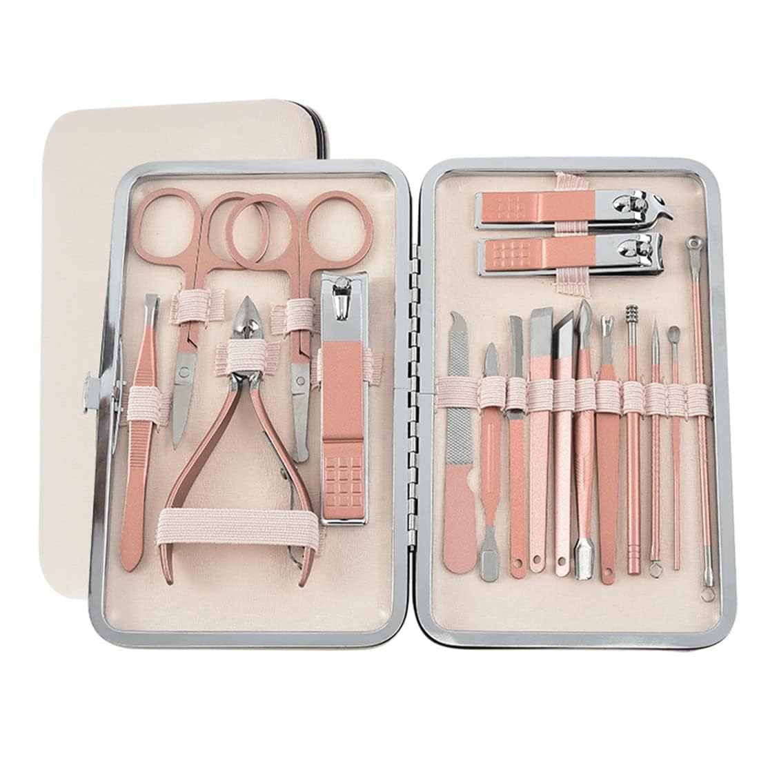 Stainless Steel Nail Kit for Women Professional Manicure Set Nail Clippers Pedicure Kit - 18 Pieces Grooming kit for Women Portable Travel Kit-image-47
