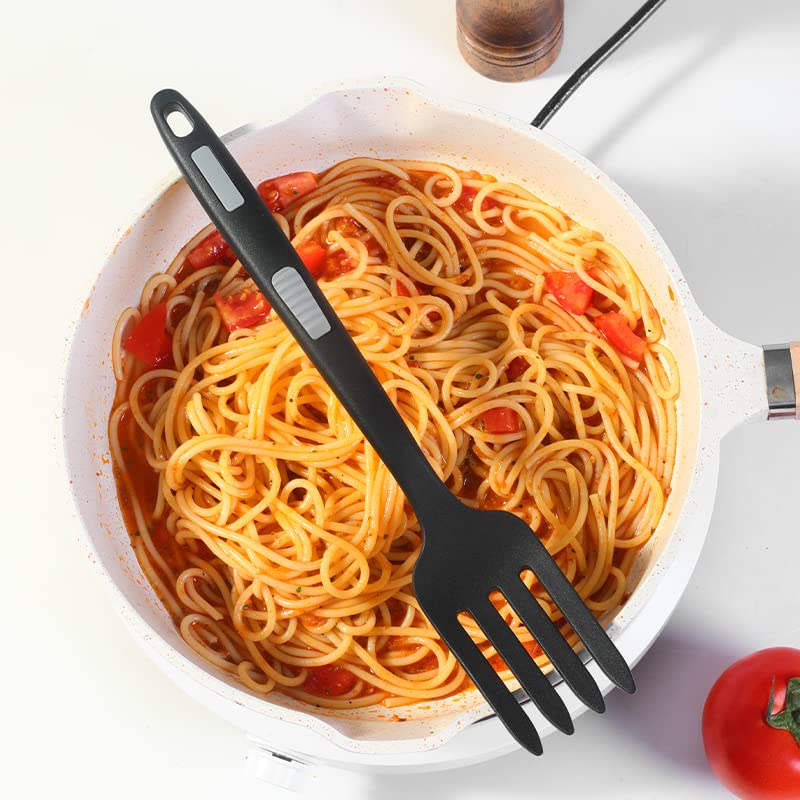 MCSpaceDog 2-Pack Silicone Stirring Fork, Silicone Cooking Fork, Heat Resistant, Pasta Fork, Multipurpose Nonstick Mixing Fork, For Kitchen Mixing, Dishwasher Safe (Black)