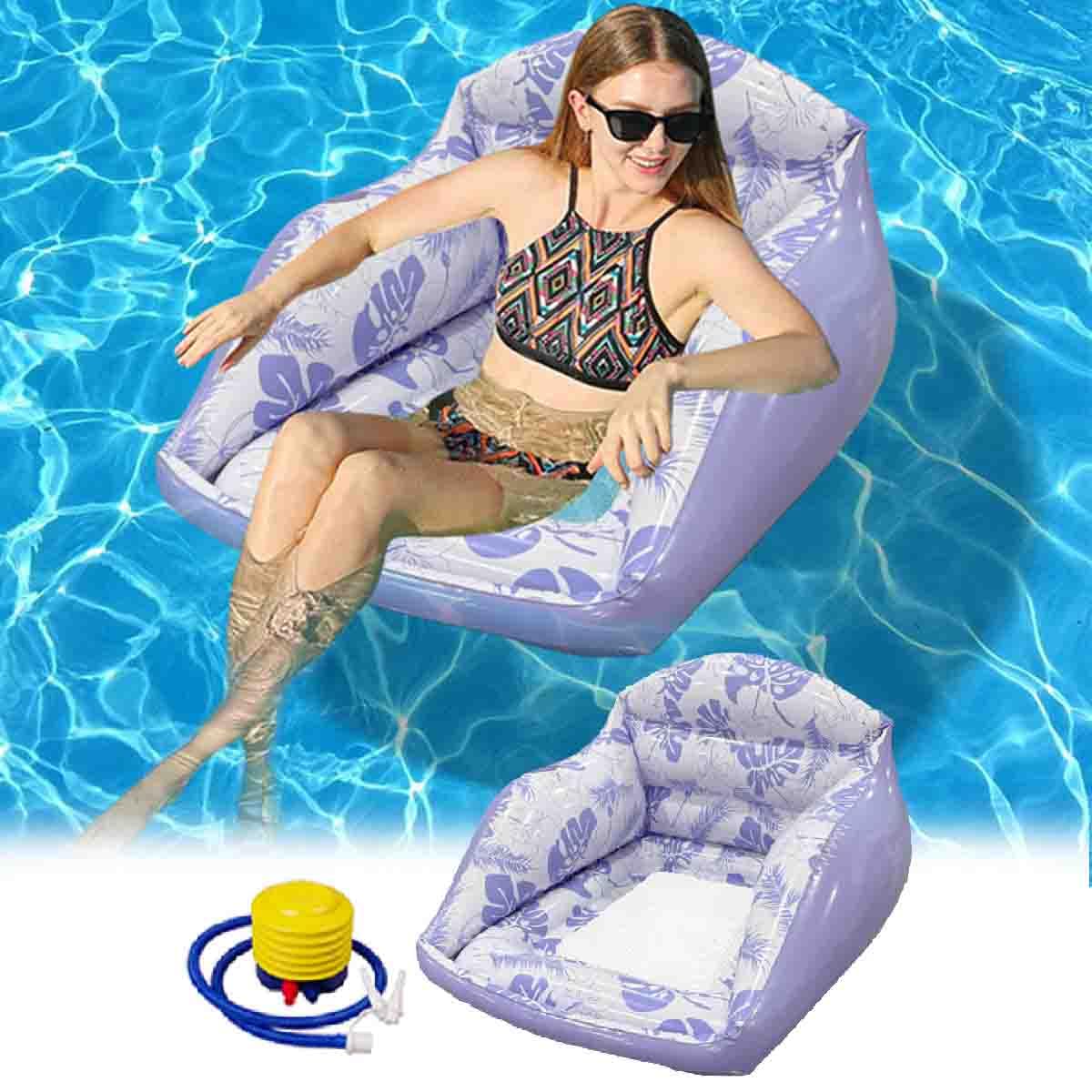 Luftmatratze Pool mit Getränkehaltern,Aufblasbare Sonnenliege für Erwachsene,Schwimmende Wasserhängematten,Pool-Flöße Sofa,Pool-Schwimmsitze,aufblasbarer Sessel Für Partys,Sommer,Wasser