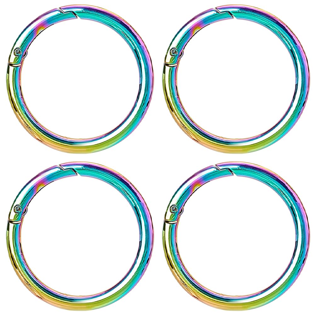 SUNNYCLUE 1 Box Spring O Rings Round Carabiner Clip Large 48mm Alloy Metal Rainbow Snap Trigger Hooks Buckles Clasps for Making Craft Keychain Bag Purse Charms Supplies Handbag Accessories Women