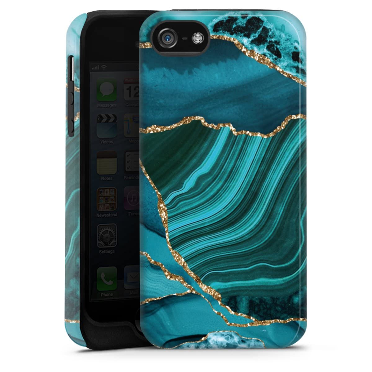 DeinDesign Coque Compatible avec Apple iPhone SE (2016-2019) Coque renforcée Coque Antichoc Tendances Pierre précieuse Marbre