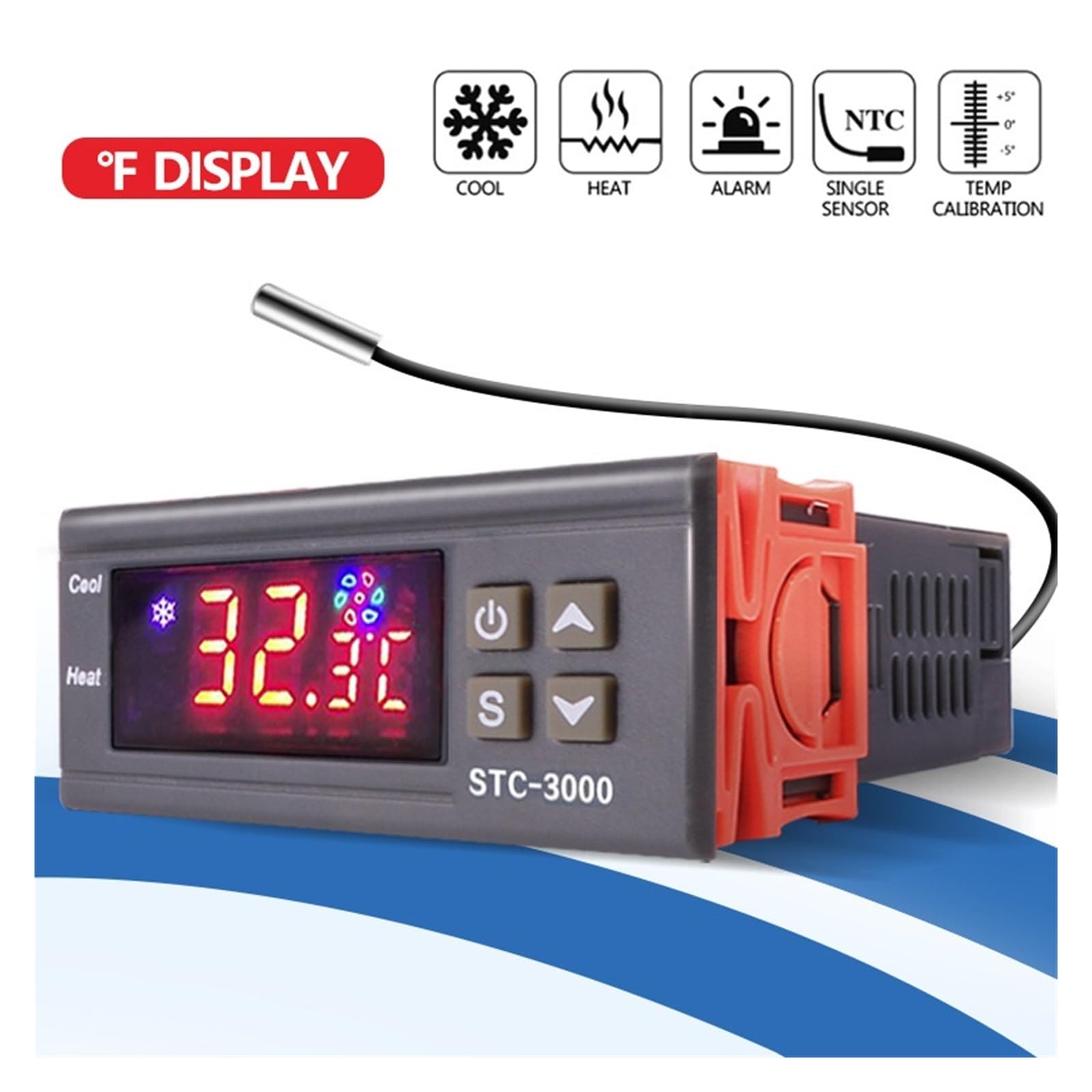 Controlador digital de temperatura STC-1000 220V 12V Controlador de termostato de dos relés para incubadora de calefacción y refrigeración termorregulador