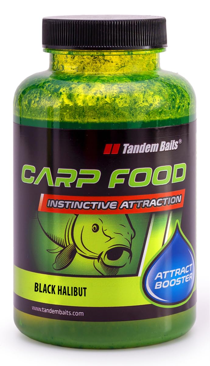 Tandem Baits Carp Food Attract Booster Black Halibut, Fish Attractors Carp Fishing Without Effort, Big Fish Bait, Carp Accessories for Professionals & Hobby Anglers 300 ml