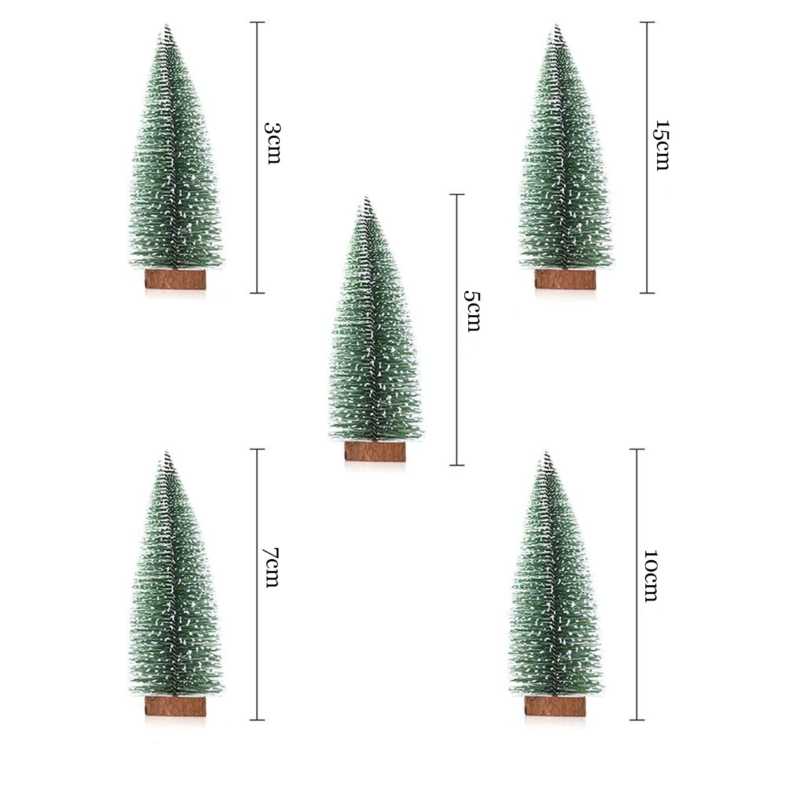 Mini Alberi Di Natale Artificiali Con Luci Colorate – 5 Misure Da 3 A 15 Cm, Base In Legno - 2