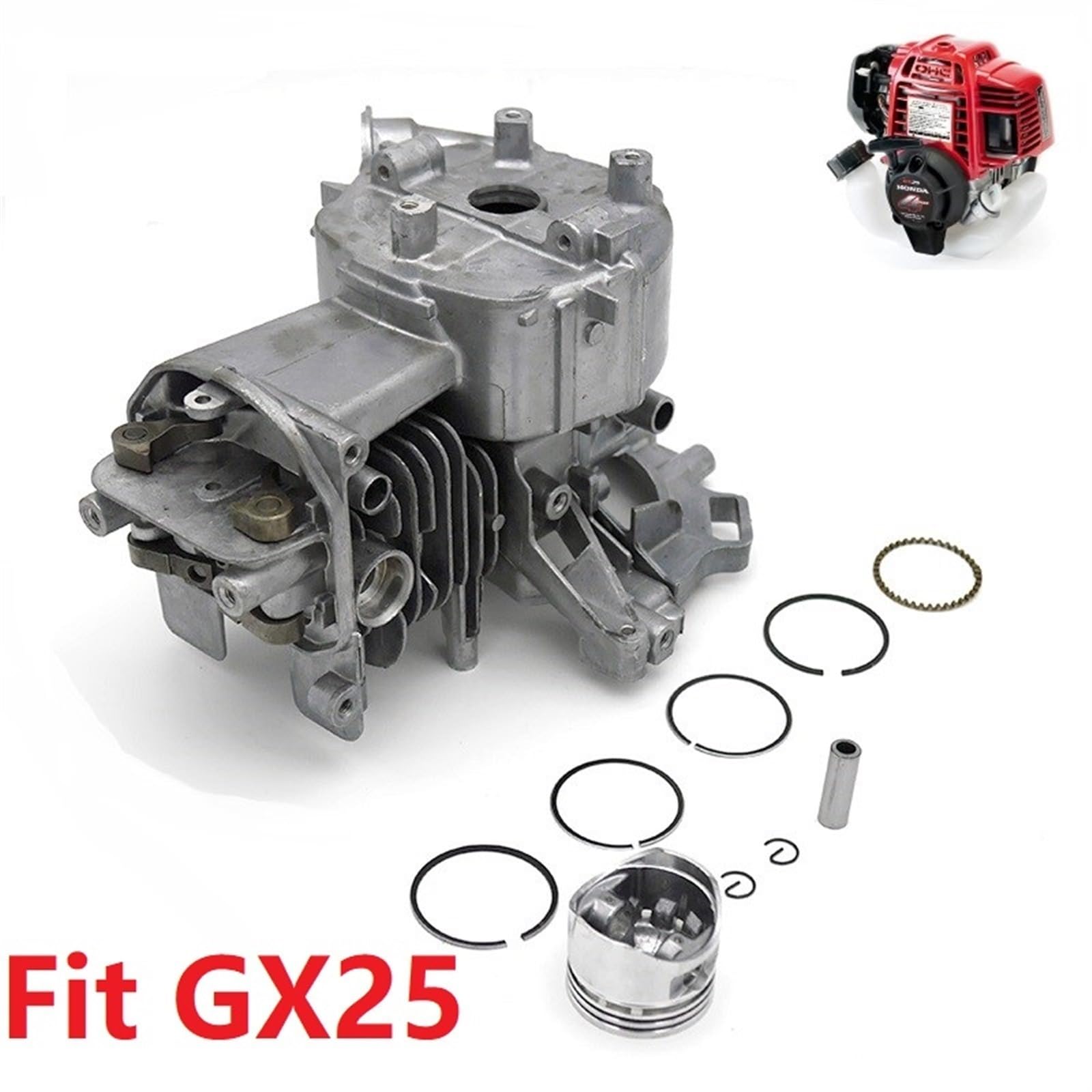 Cárter de Cilindro de 35 mm, Carcasa del Motor, Anillo de pistón, válvula de admisión y Escape, Juego de Brazos elevadores de balancín GX25, GX25N, HHT25S Anillo de pistón de Motosierra