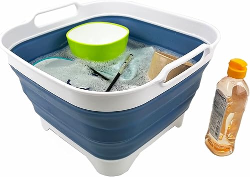 Miniatura 5 de SAMMART Sartén plegable de 10 L (2.64 galones) con tapón de drenaje, lavabo plegable, tina portátil para lavar platos, bandeja de almacenamiento de