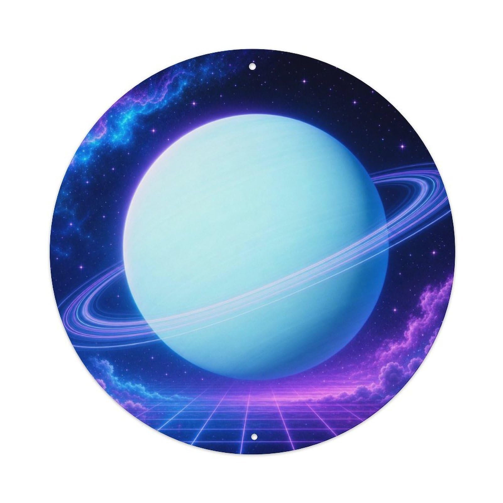 Okngb Style Night Sky Uranus Ice Giant Space Science Scientific Metal Tin Sign Plaque Wall Decor For Cafe, Man Cave, Club Bar, Office, Home Garden Round Metal Poster 8X8inch