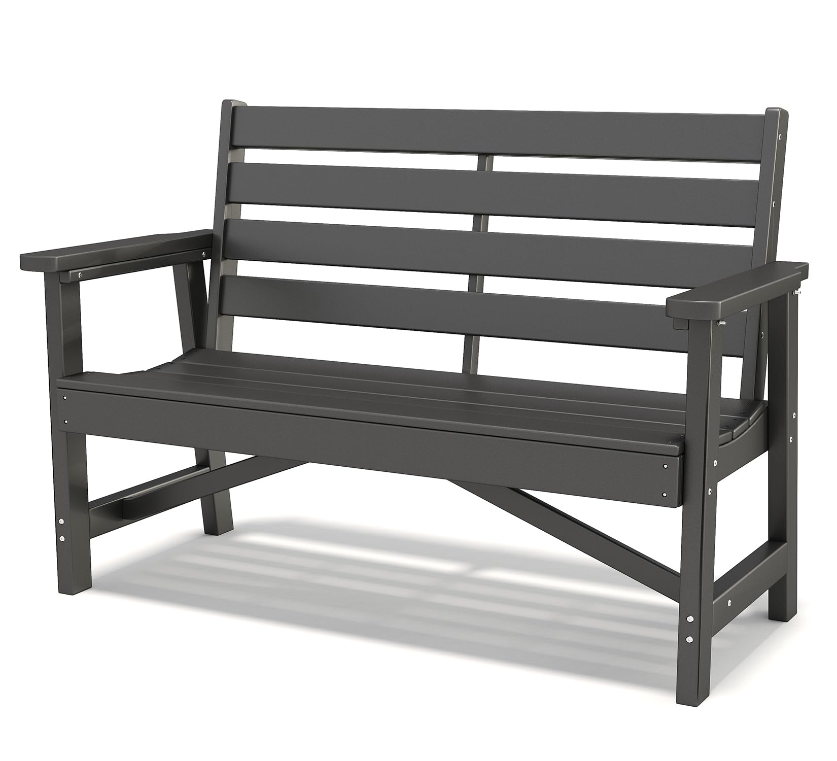 GREENVINES Outdoor Bench | 51.5’’ | HDPE | Garden Benches | Weatherproof | for Outdoors Patio Park Porch Outside Backyard | 2-Person | Black