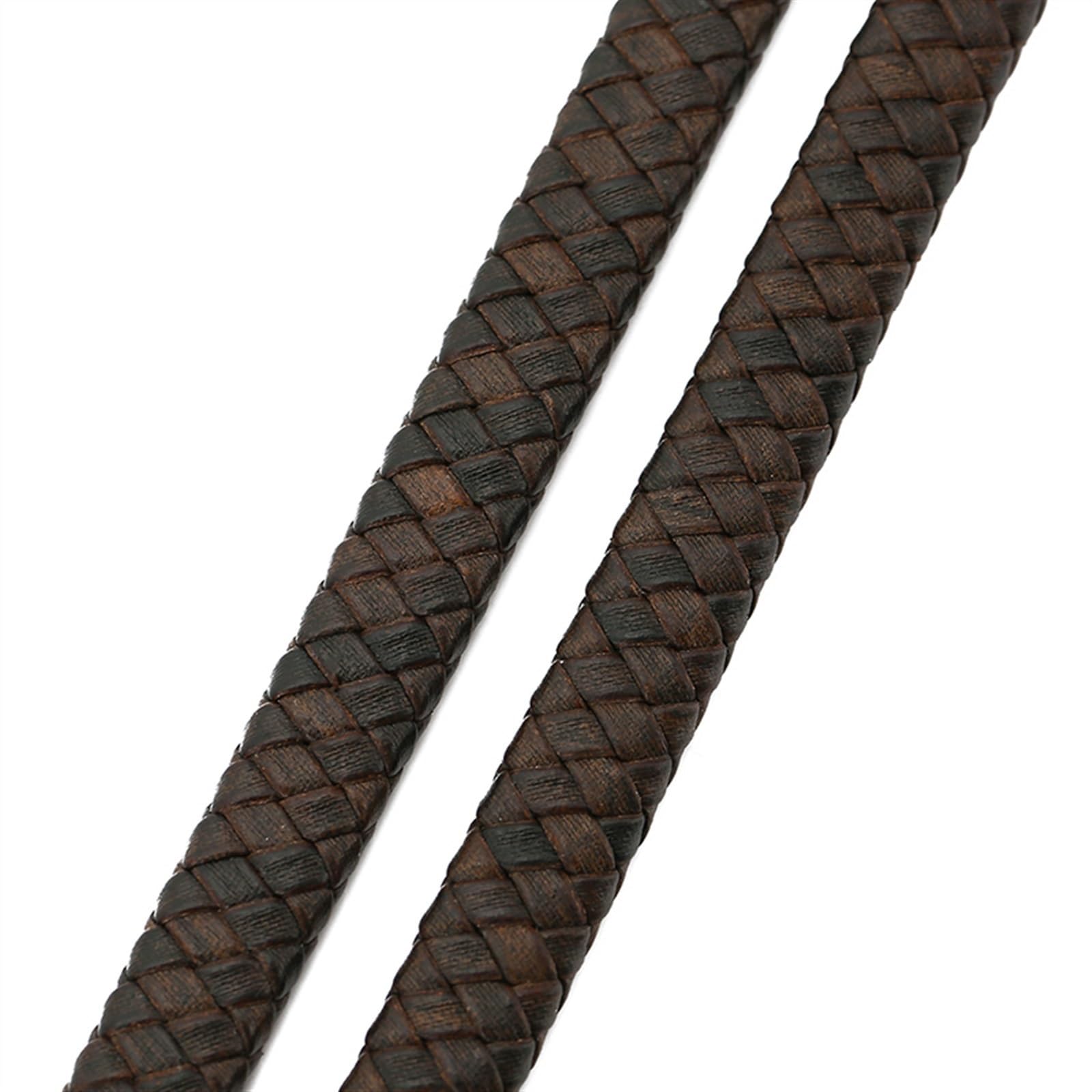 Mibrow 1 mètre 3/4/5/6mm cordons ronds tressés en cuir Vintage noir café corde en cuir pour la fabrication de bijoux de Bracelet  36