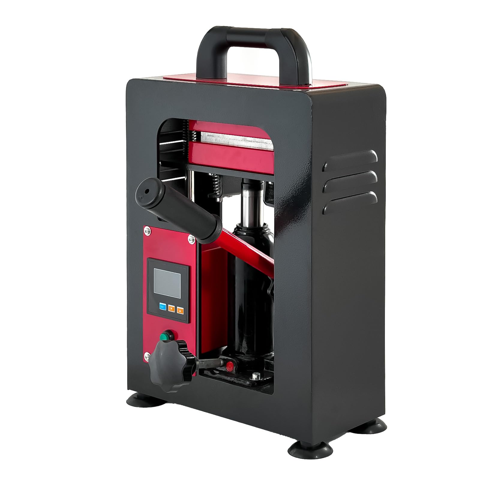 Pressa idraulica per colofonia, 5 tonnellate, pressa termica manuale con doppie piastre riscaldanti e indicatore digitale a LED, temperatura regolabile da 0 a 300 °C, ideale per estrazione di erbe