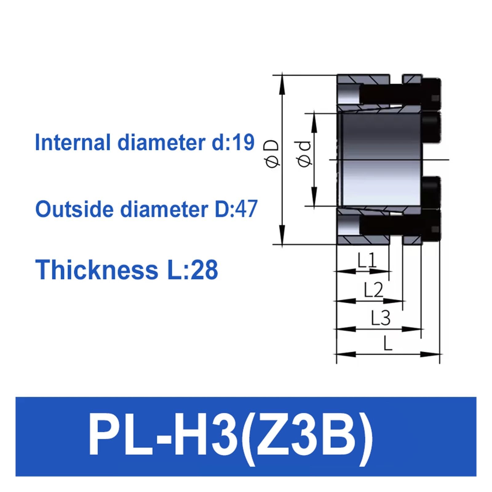 CIRONI 2pcs Expansion Bushing Expansion Joint Bushing (Size : D19-D47-L28)
