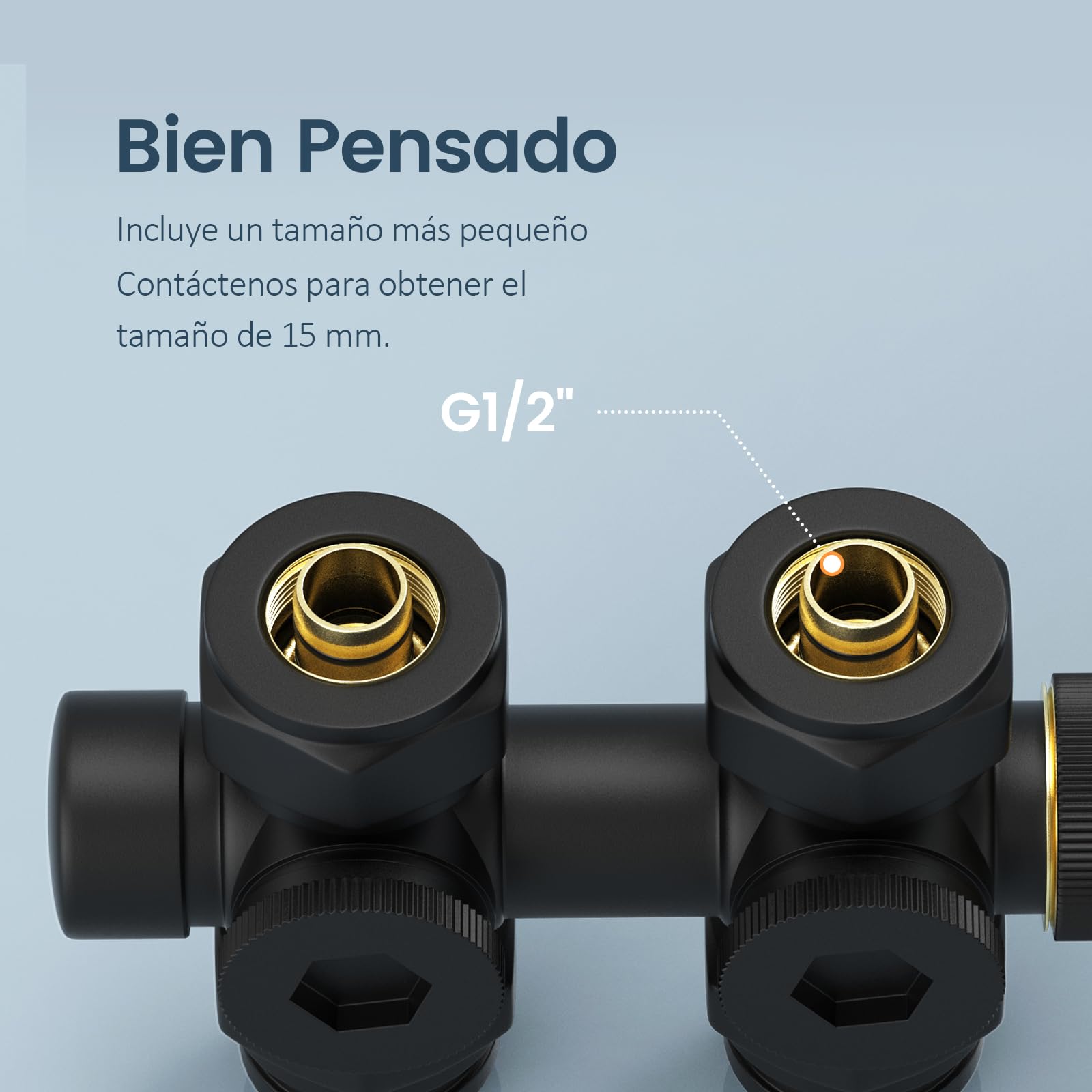 EMKE Válvula de Radiador, Grifo Termostático Angular, Kit Multibloc para Radiador con Controlador de Temperatura, Negro Mate, 1 pieza