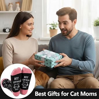 Cat Mom Gifts, Best Cat Mom Socks Mother Mommy Gifts for Women Cats Lovers Cats Owner Mothers Day Appreciation Thank You Halloween Christmas Easter Birthday Presents Accessories Ideas