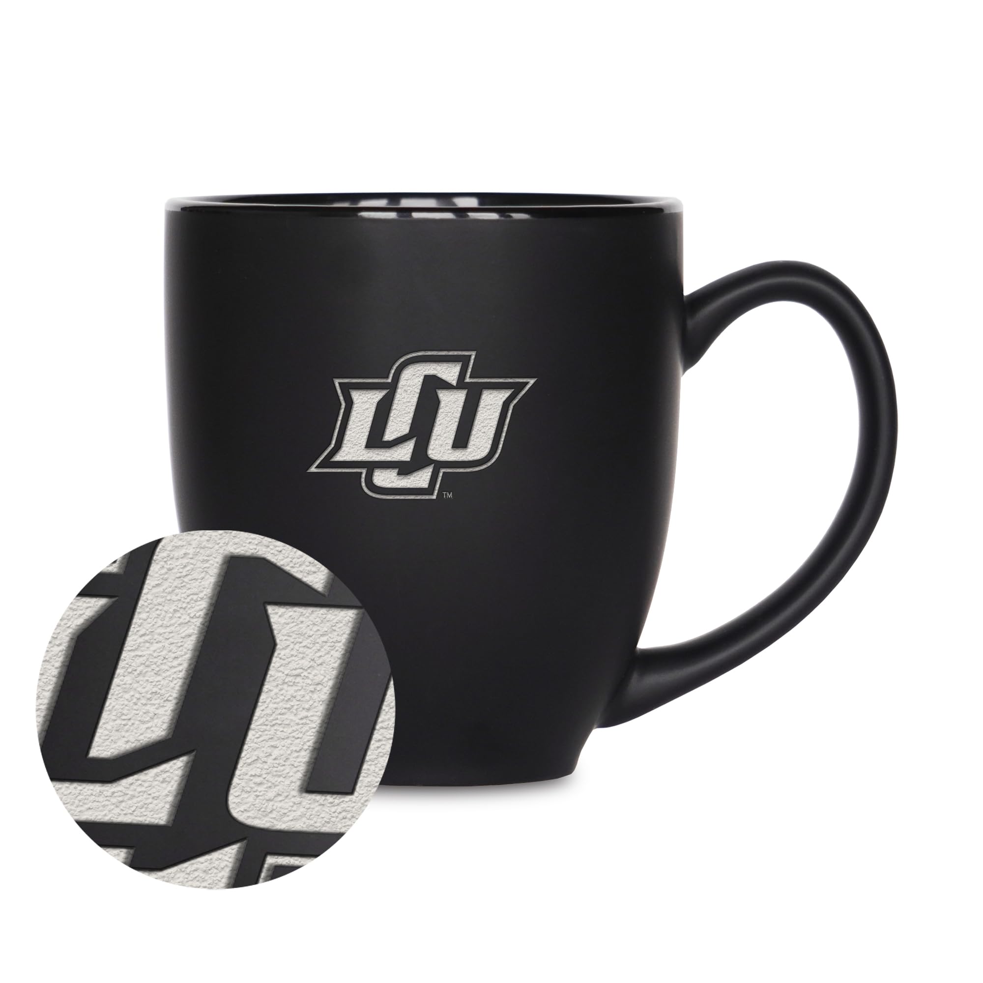 Tasse de bistrot NCAA Lubbock Christian en céramique noire mate gravée au laser de luxe