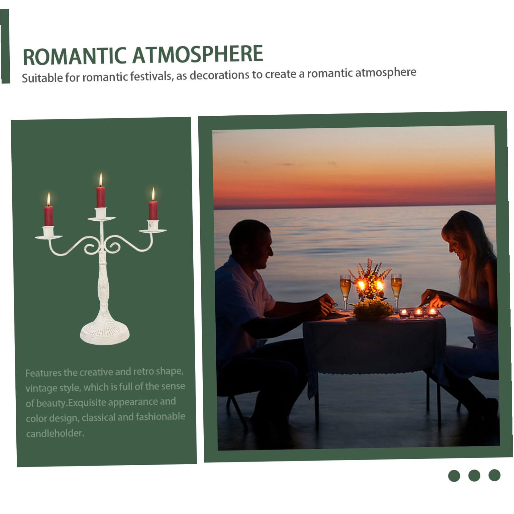Candeliere in Ferro Bianco Vintage a Teste per Tavolo