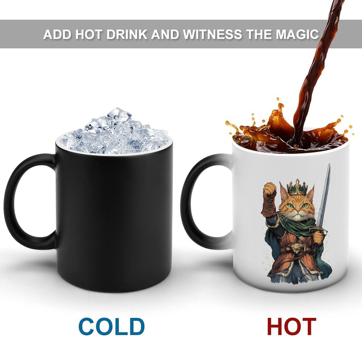 Cat And Soldier Funny Color Changing Coffee Mug Ceramic Magic Cup Personalized Discoloration Tea Mugs