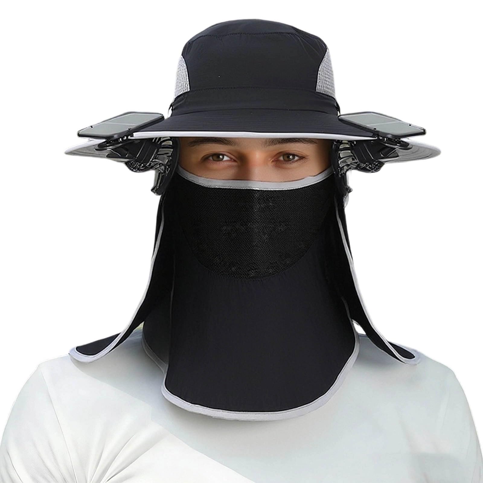 Cappello Uomo Estivo Trekking Cappello Donna con Ventilatore Solare Estivo in Rete Traspirante con Tesa Larga E Protettiva Staccabile UPF 50+ Unisex Pesca E Camminate All'Aperto