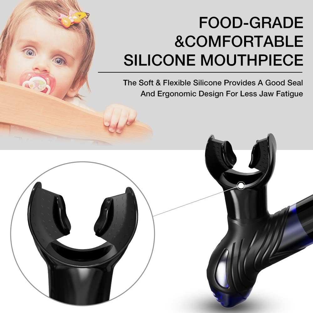 OMID Dry Snorkel, Easy-Breath Free Diving Snorkel with Top Dry Valve for Snorkeling Scuba Diving, Adult Diving Snorkel with One-Way Purge Valve, Food-Grade Silicone Mouthpiece : Sports & Outdoors