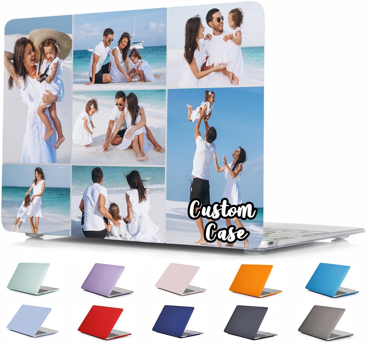 Custom Personalized Collage Case for 12 inch MacBook A1534 with Retina Display Customized Design Photo Picture Text Hard Plastic Shell Protective Laptop Cover for Mac 12" Birthday