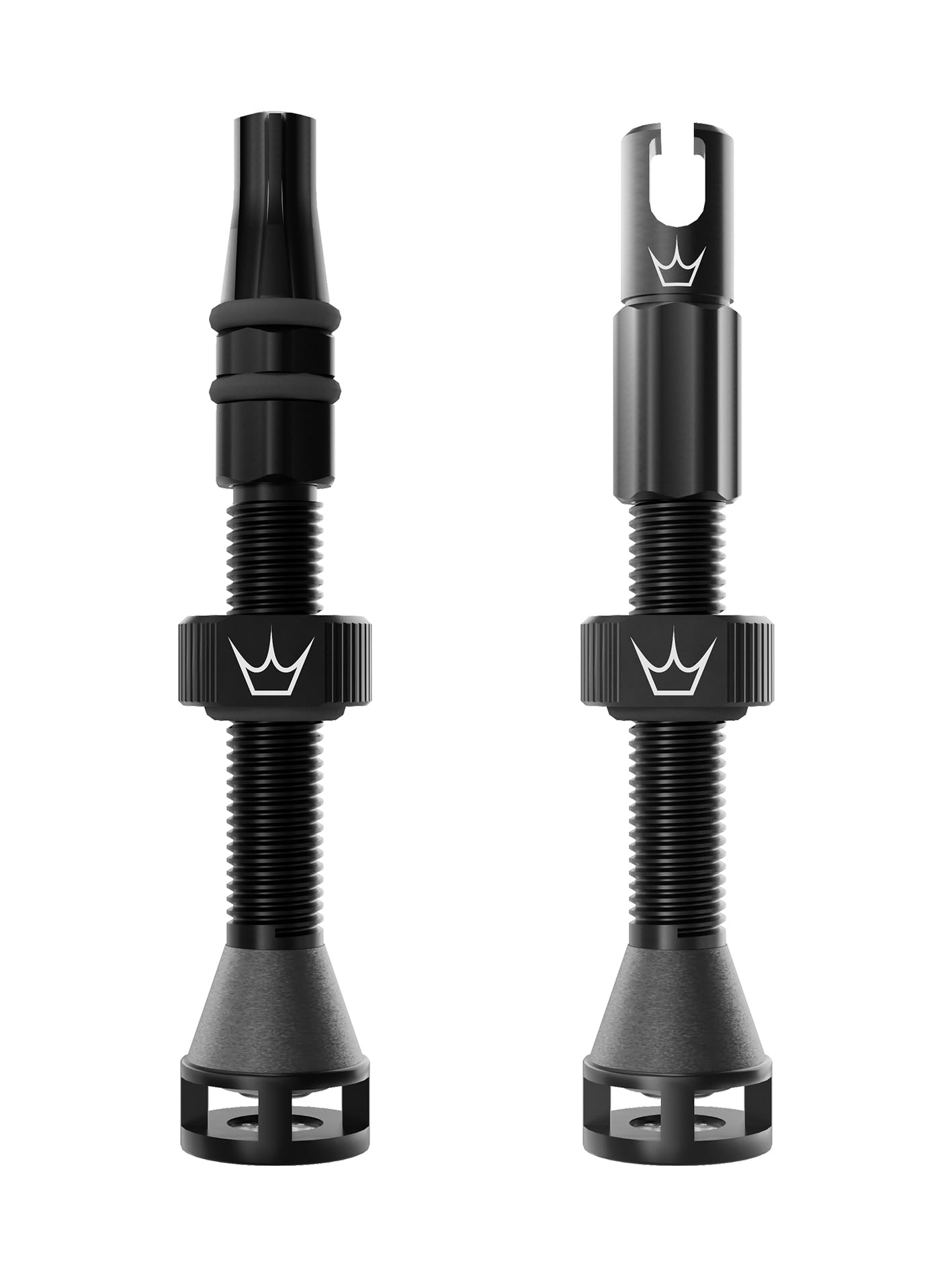 Peaty's Holeshot Fast Flow Tubeless Valves - High Airflow Anti Sealant Clog Design, Fast Tyre Setup, Fully Serviceable 7075 Aluminium, Bike Tyre Valves Compatible with MTB Rim Inserts, 42mm Black
