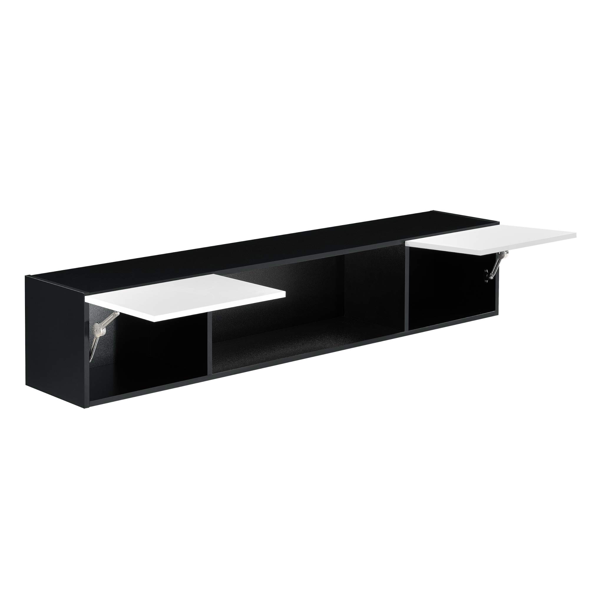 Armario de Pared Elegante con iluminación LED Azul 150 x 30 x 30 cm Mueble de Salón para TV Flotante Cómoda Consola 2 Puertas y un Estante para Almacenar Iluminación Interior