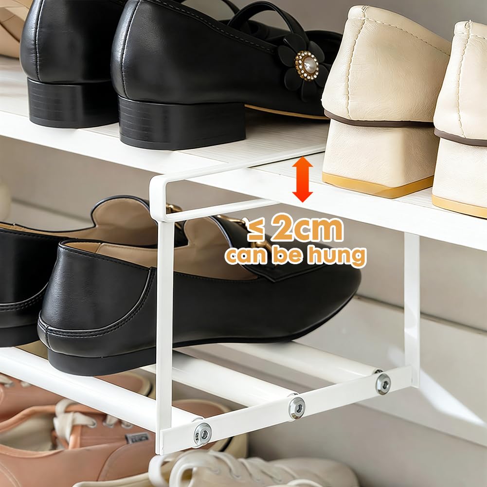 Wiszący regał na buty, organizer w szafie (biały, 40-70 cm)